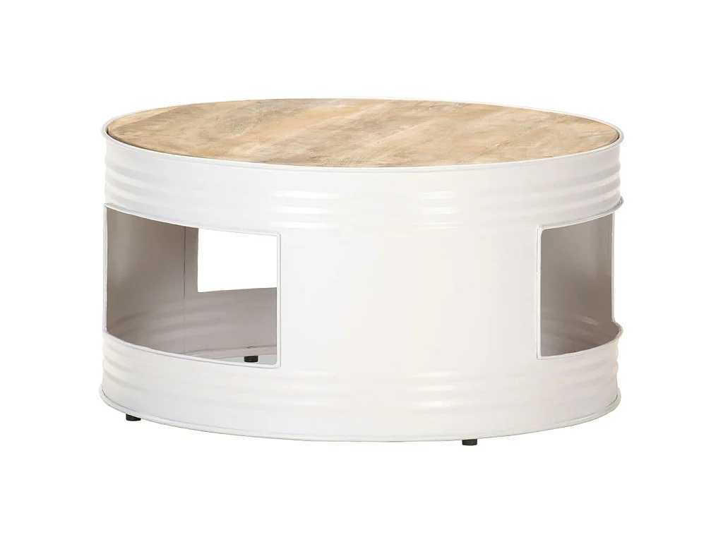 Couchtisch Weiß 68x68x36 cm Massivholz Mango