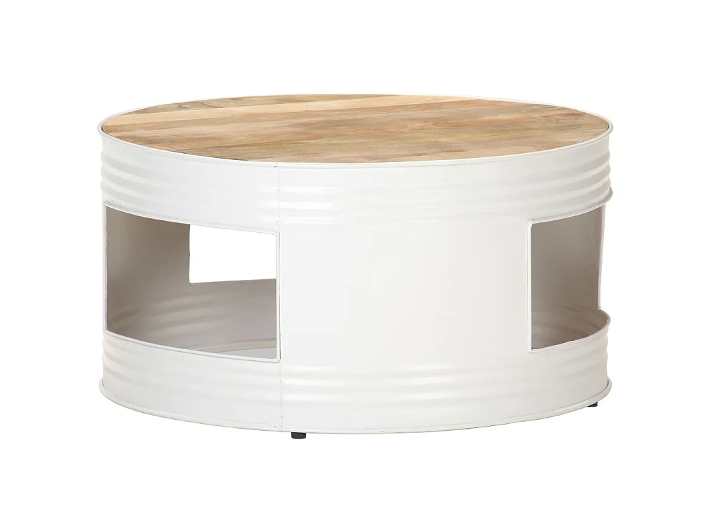 Couchtisch Weiß 68x68x36 cm Massivholz Mango