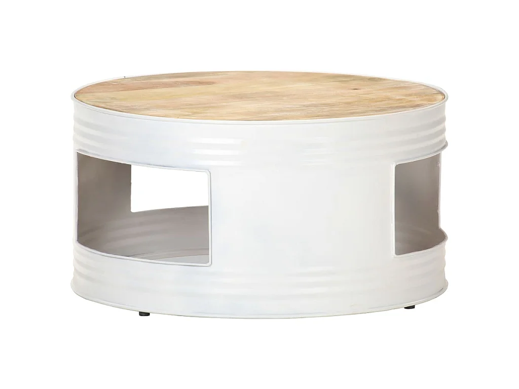 Couchtisch Weiß 68x68x36 cm Massivholz Mango