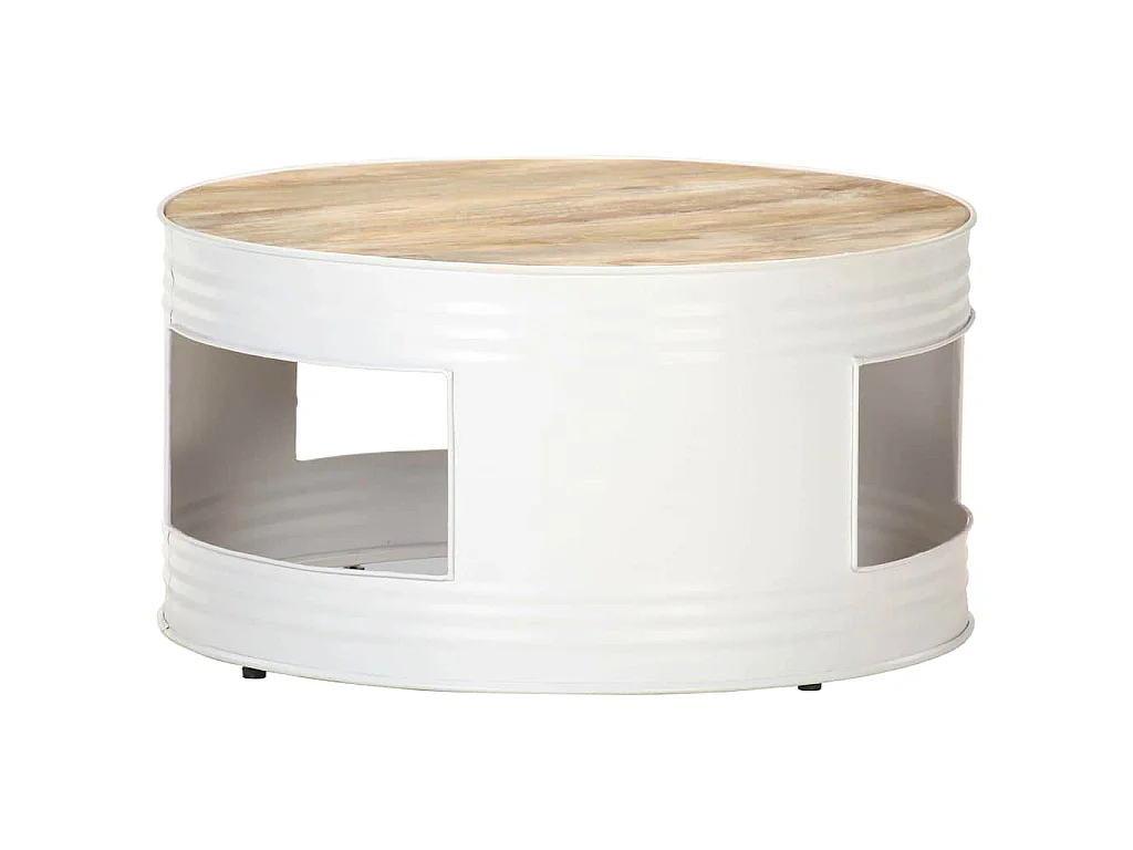 Couchtisch Weiß 68x68x36 cm Massivholz Mango
