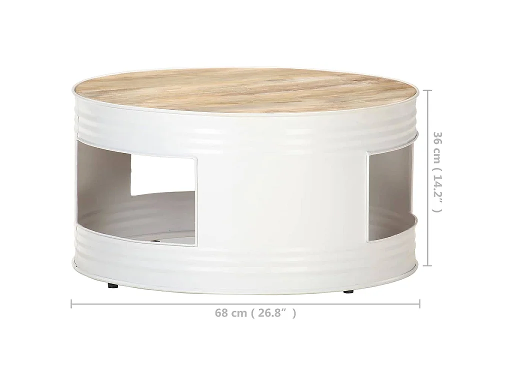 Couchtisch Weiß 68x68x36 cm Massivholz Mango