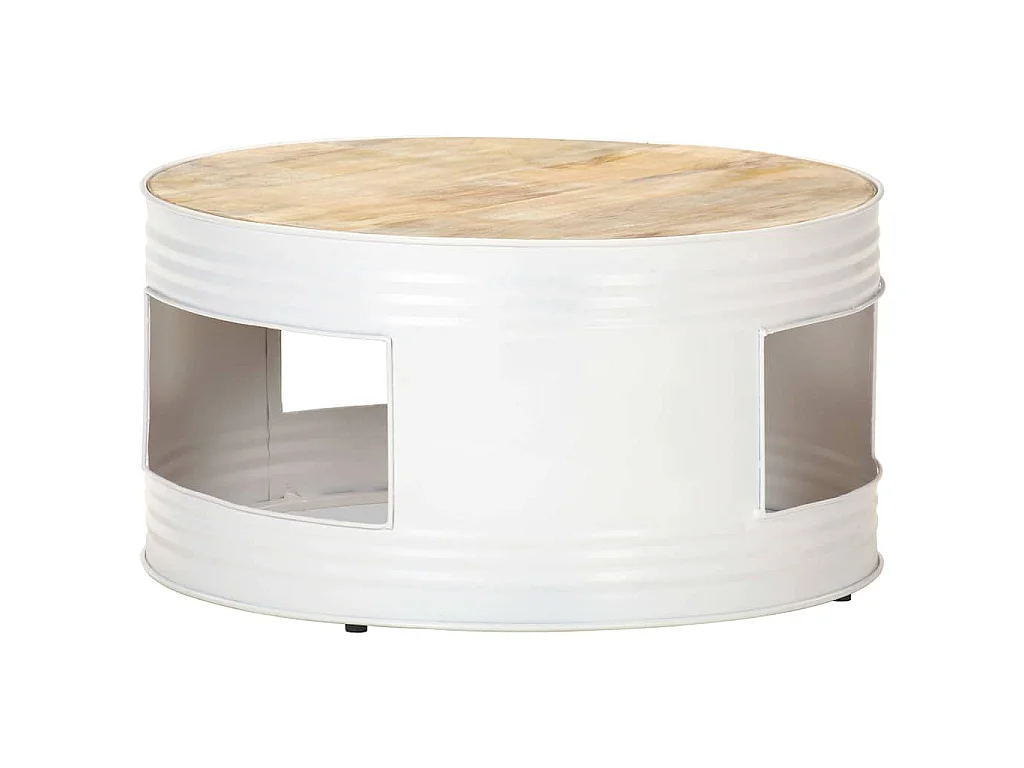 Couchtisch Weiß 68x68x36 cm Massivholz Mango