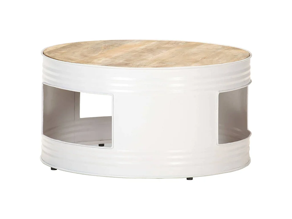 Couchtisch Weiß 68x68x36 cm Massivholz Mango