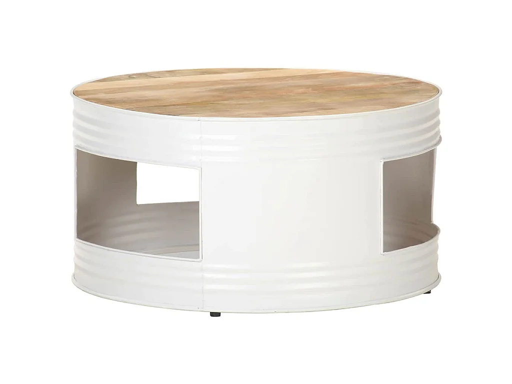 Couchtisch Weiß 68x68x36 cm Massivholz Mango