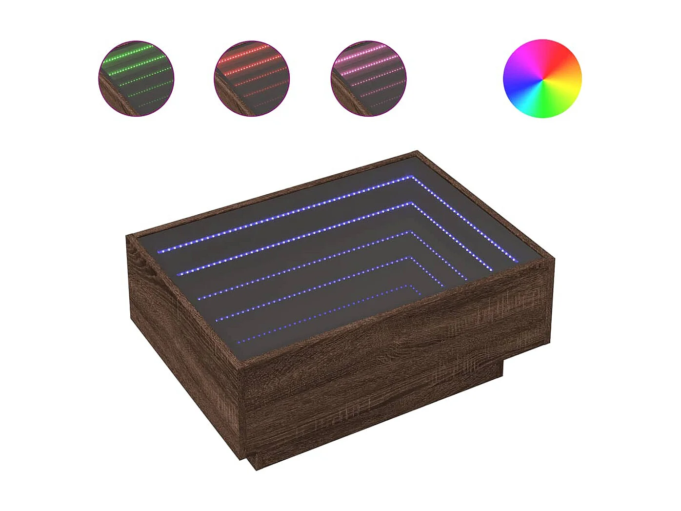 Table basse avec LED chêne marron 70x50x30 cm bois d'ingénierie