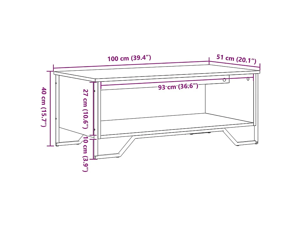 Salontafel 100x51x40 cm bewerkt hout zwart