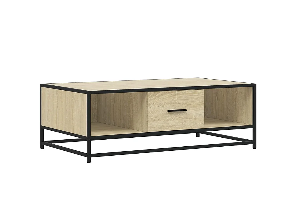 Table basse chêne sonoma 100x57x35cm bois d'ingénierie et métal