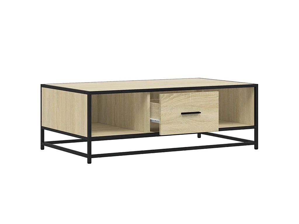 Table basse chêne sonoma 100x57x35cm bois d'ingénierie et métal