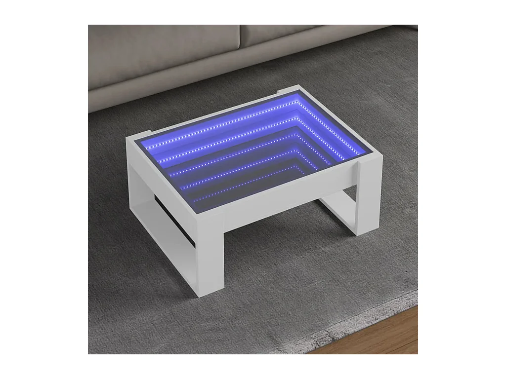 Table basse avec LED infini blanc 70x53x30 cm