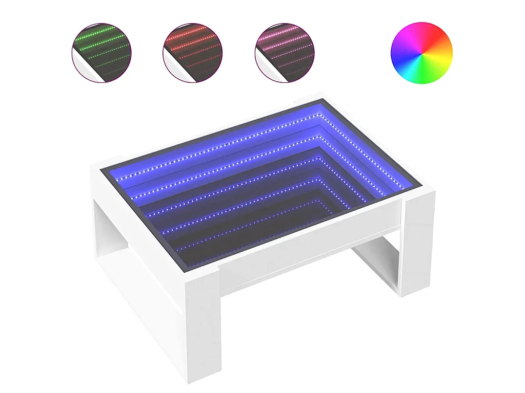Table basse avec LED infini blanc 70x53x30 cm