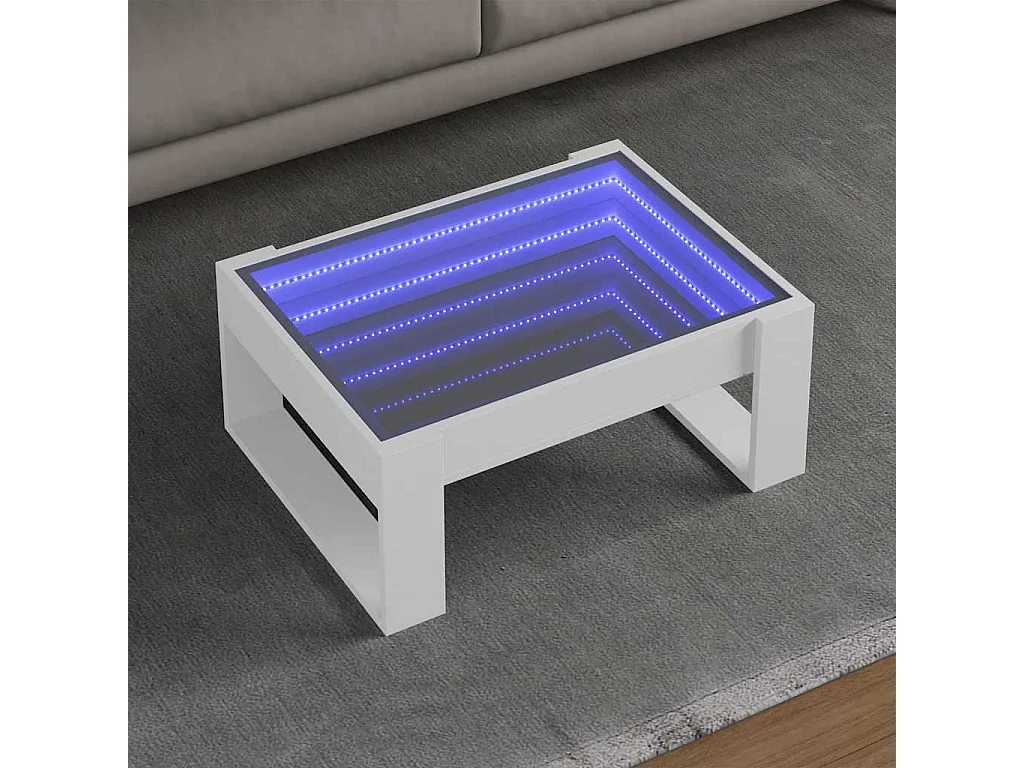 Table basse avec LED infini blanc 70x53x30 cm