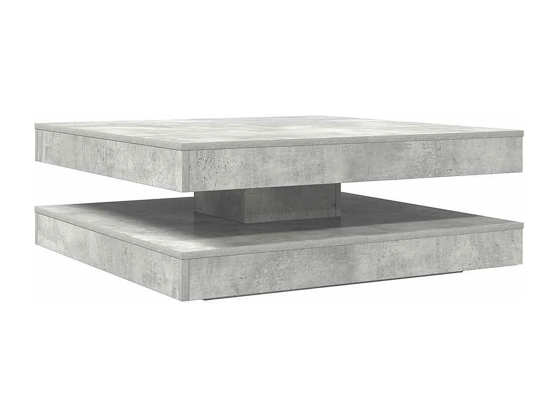 Table basse rotative à 360 degrés gris béton 90x90x34,5 cm