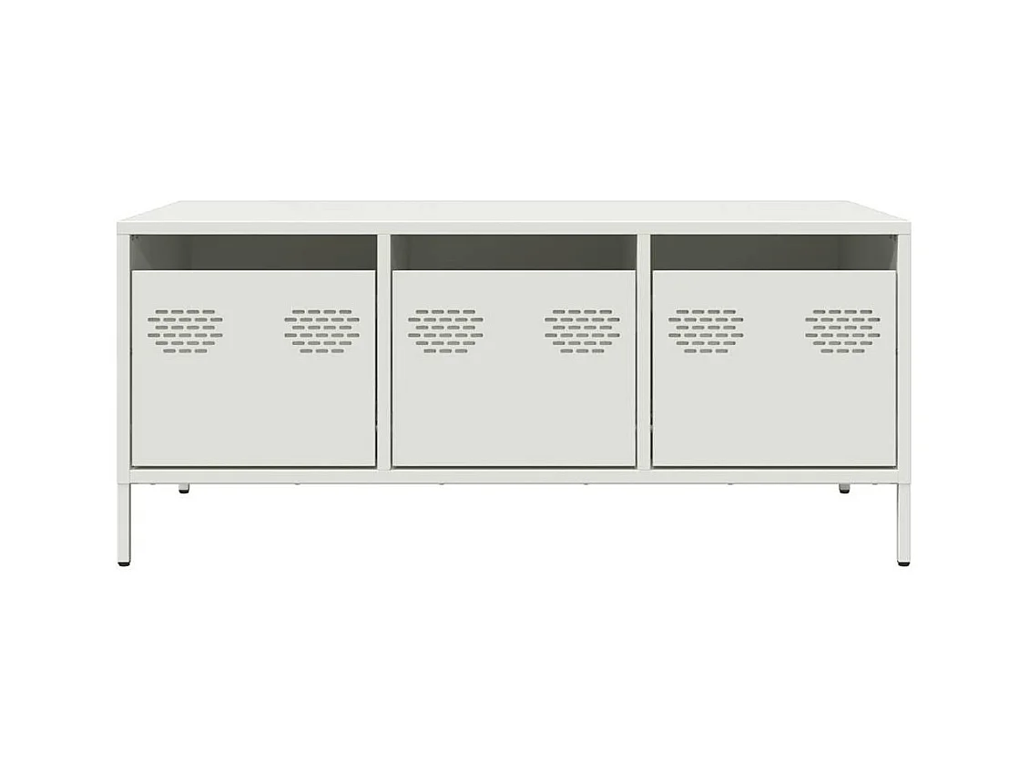 Table basse blanc 101,5x50x43,5 cm acier laminé à froid