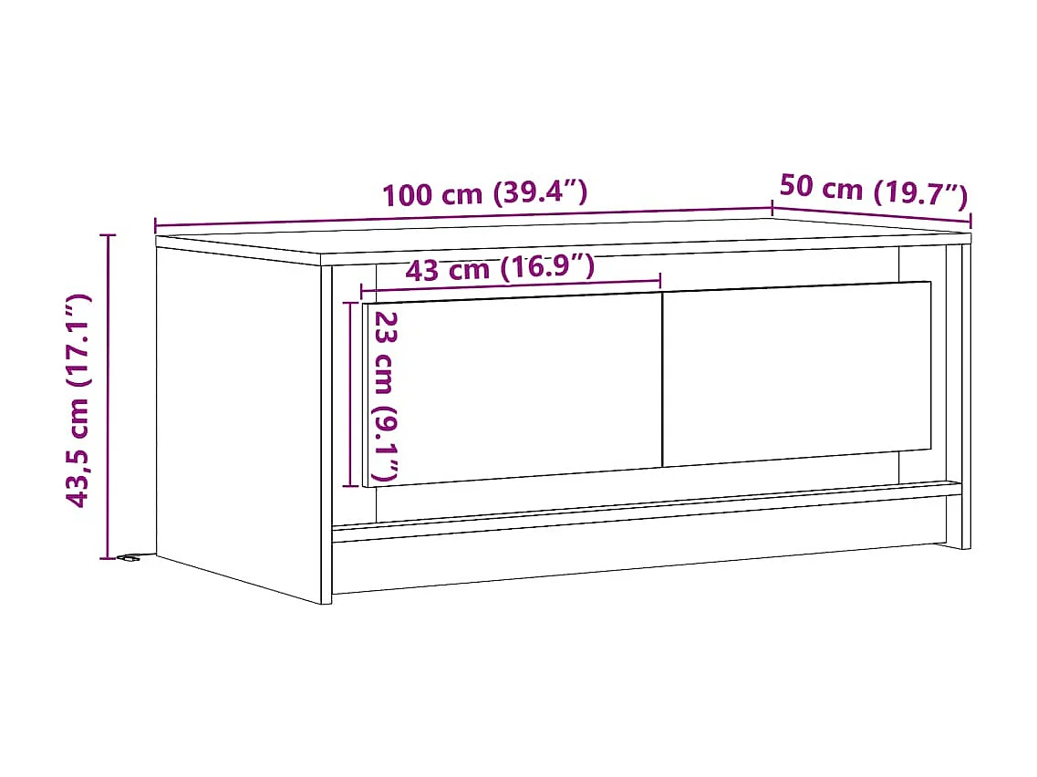 Table basse avec lumières LED blanc bois d'ingénierie