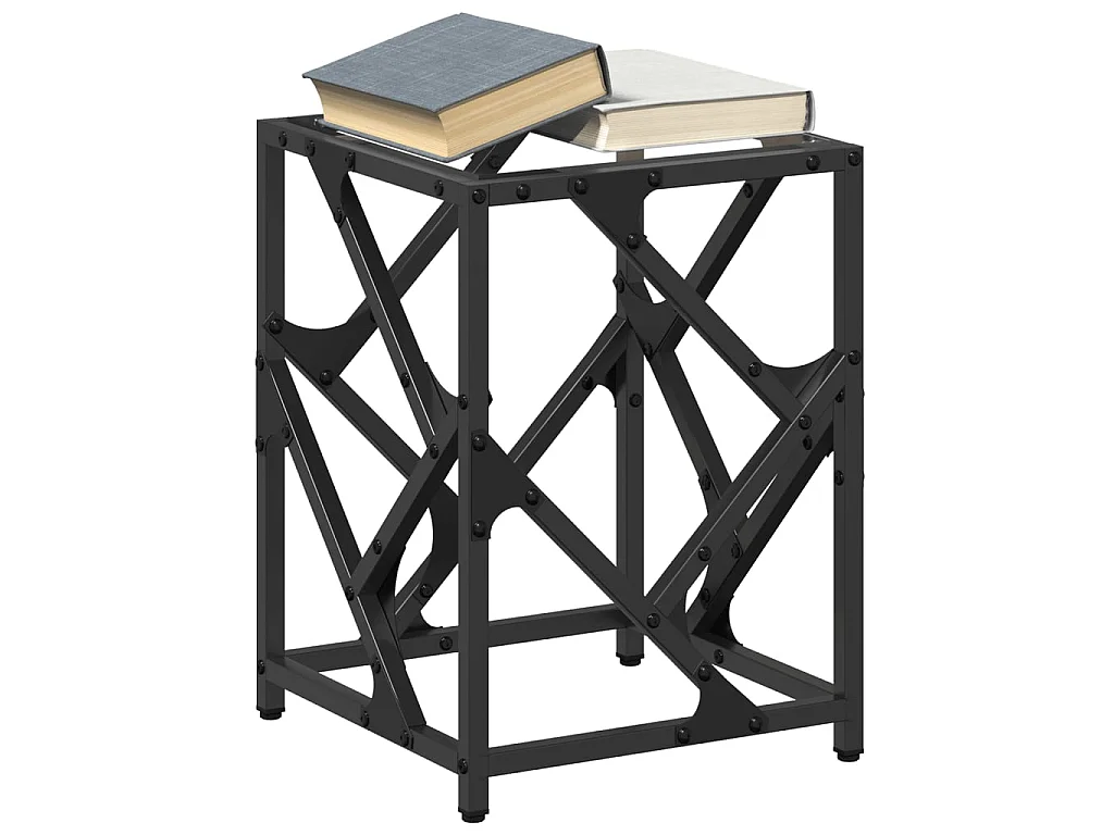 Table basse avec dessus en verre transparent 30x30x41 cm acier