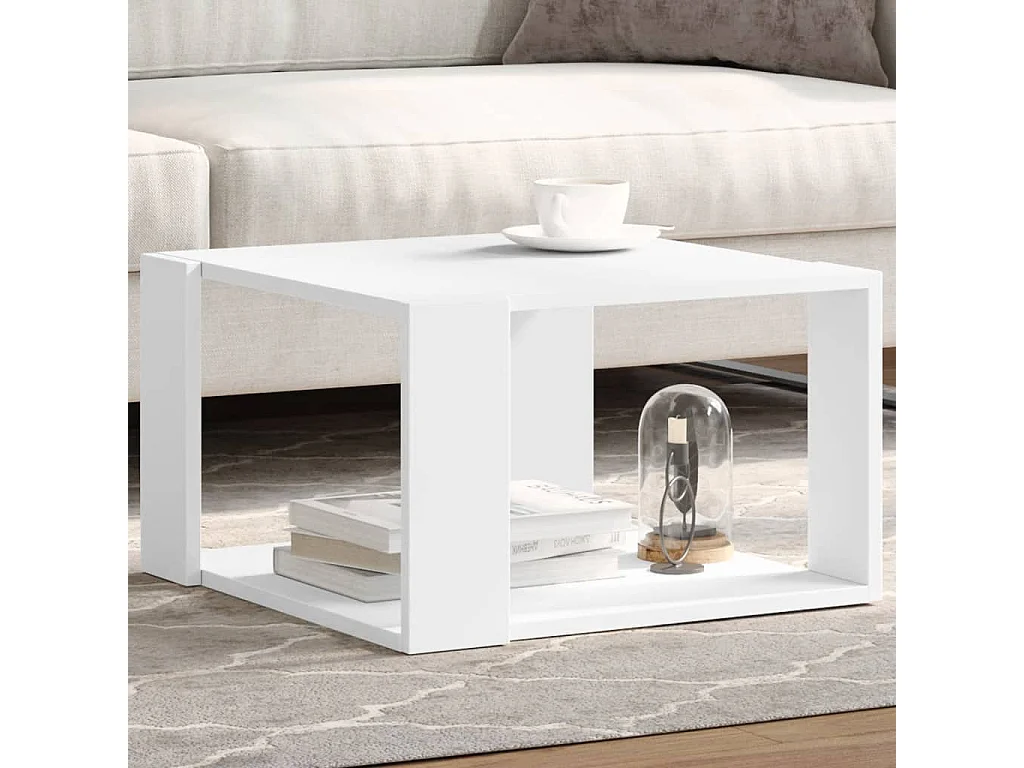 Tavolino da caffè bianco 51,5x51,5x30 cm in legno ingegnerizzato