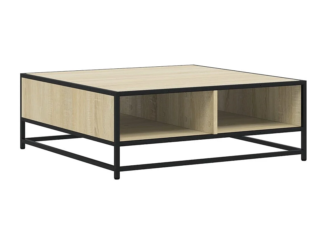 Tavolino Rovere Sonoma 80x80x30 cm in Truciolato e Metallo
