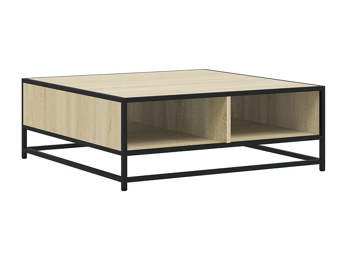 Tavolino Rovere Sonoma 80x80x30 cm in Truciolato e Metallo
