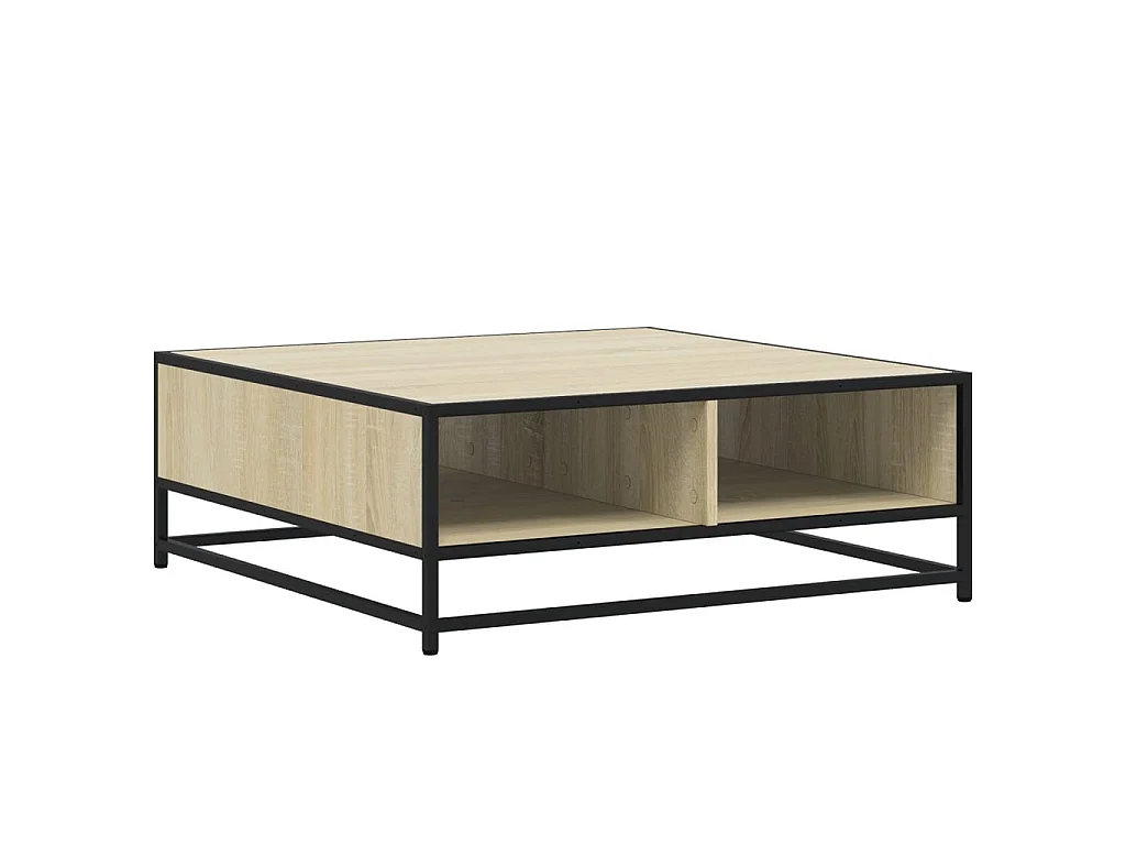 Tavolino Rovere Sonoma 80x80x30 cm in Truciolato e Metallo