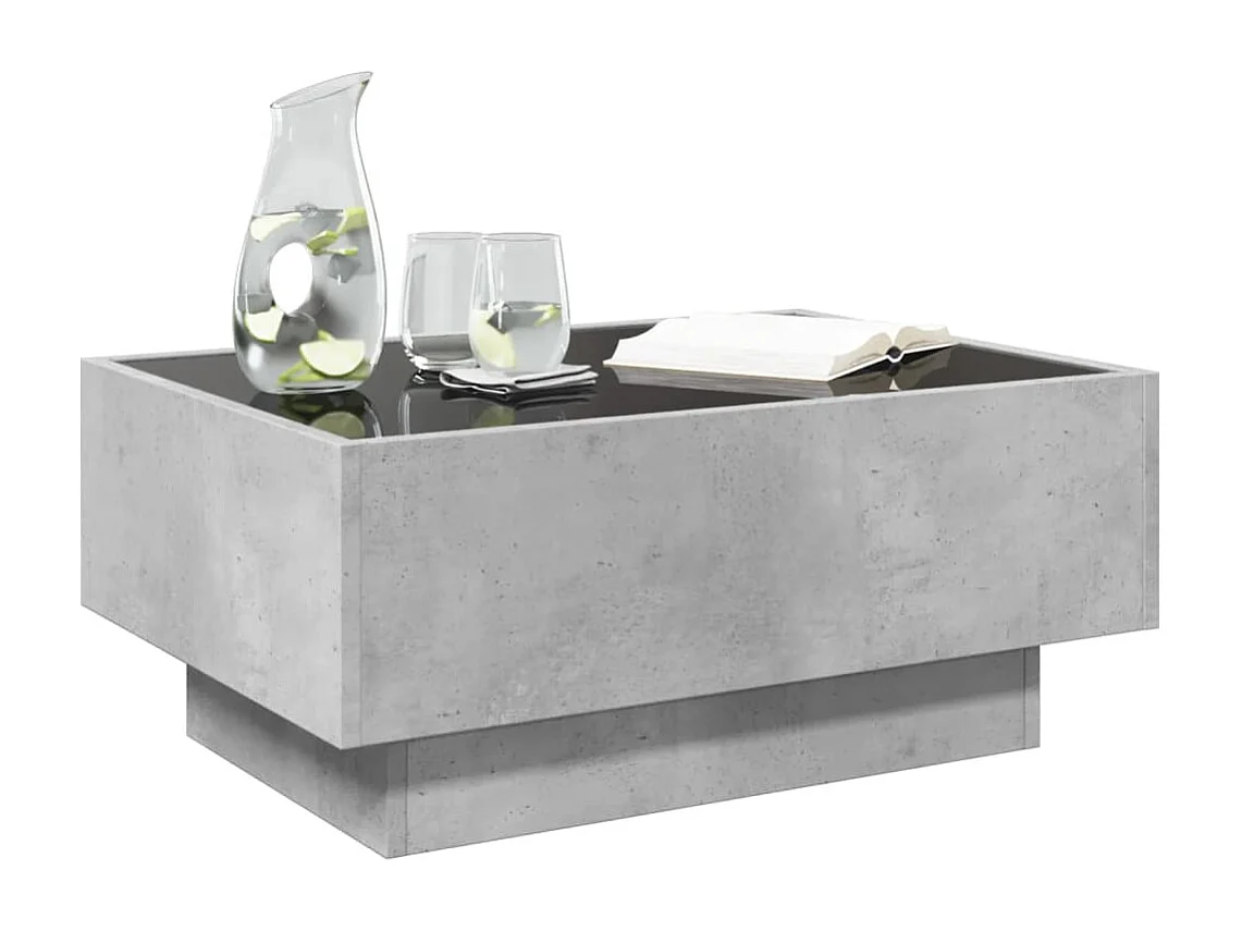 Salontafel met LED 70x50x30 cm bewerkt hout betongrijs