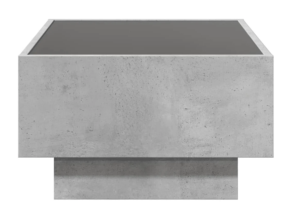 Salontafel met LED 70x50x30 cm bewerkt hout betongrijs