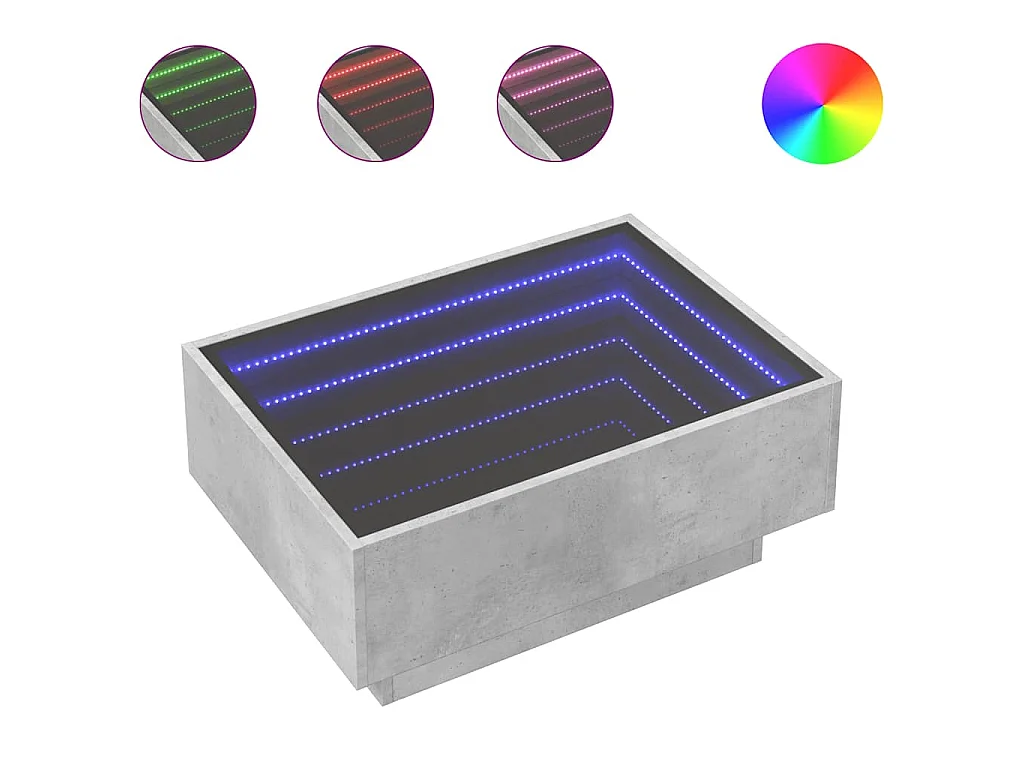 Tavolino Salotto con LED Grigio Cemento 70x50x30 cm Multistrato