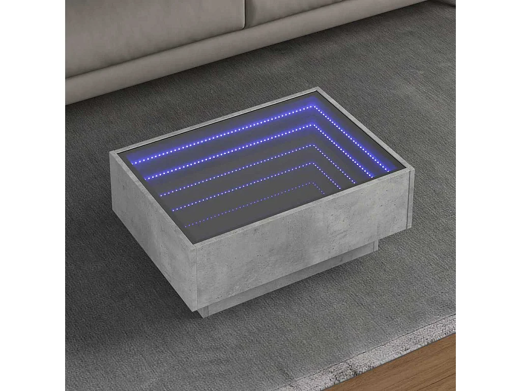 Tavolino Salotto con LED Grigio Cemento 70x50x30 cm Multistrato