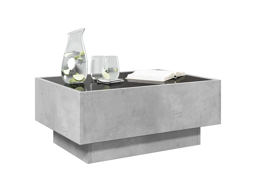 Tavolino Salotto con LED Grigio Cemento 70x50x30 cm Multistrato