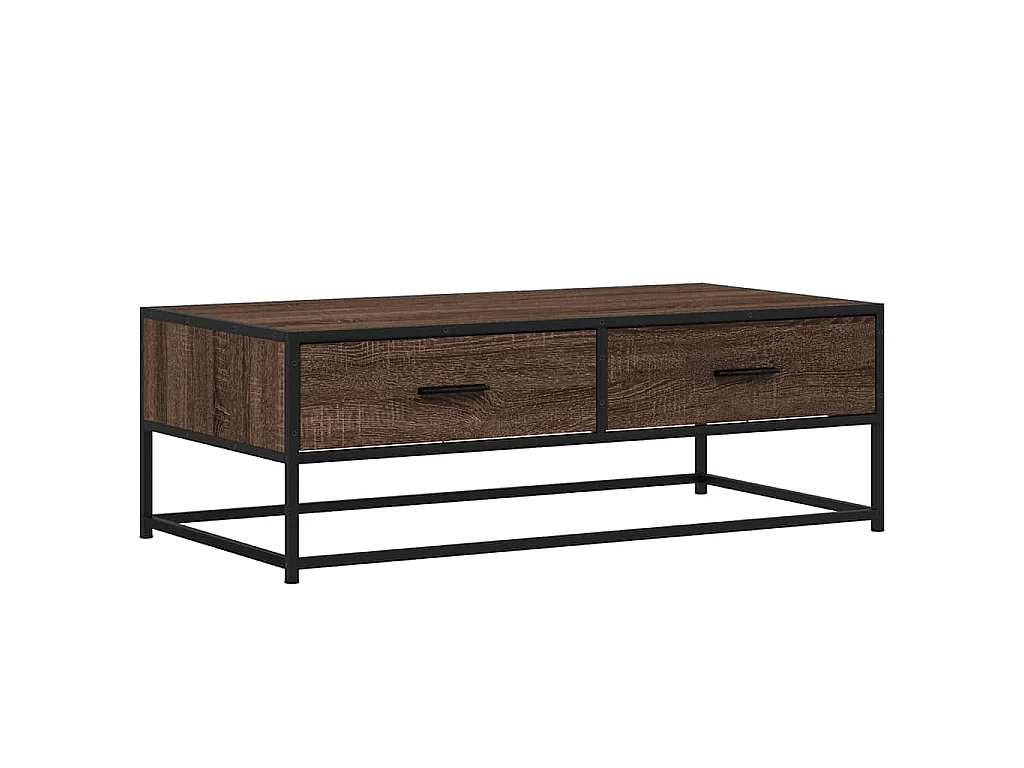 Tavolino Salotto Rovere Marrone 100x50x35cm Multistrato Metallo