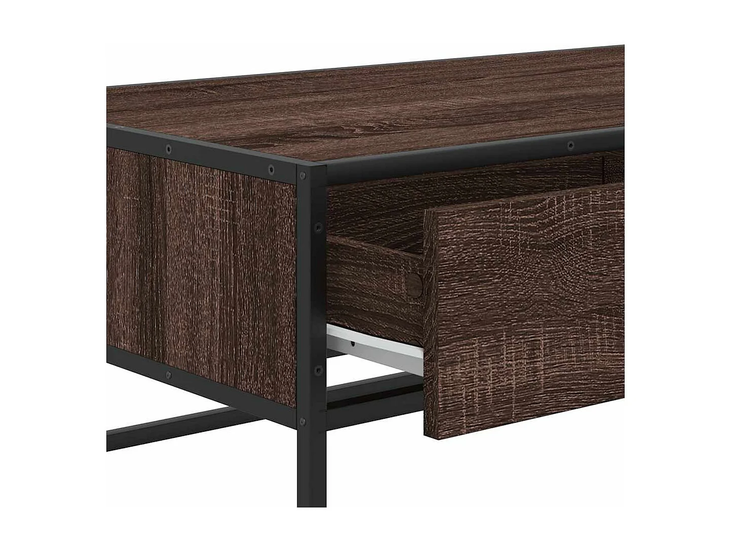 Tavolino Salotto Rovere Marrone 100x50x35cm Multistrato Metallo