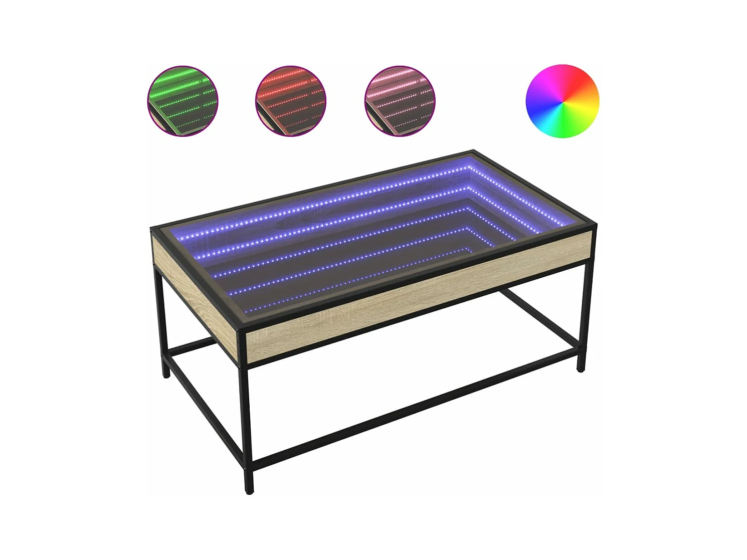 Salontafel met Infinity LED 90x50x41 cm sonoma eikenkleurig