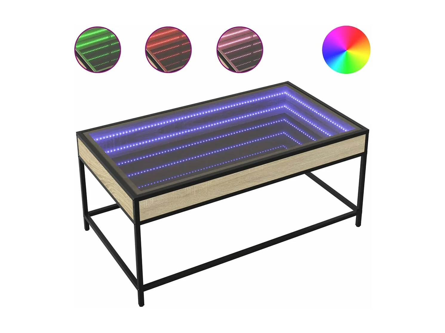 Salontafel met Infinity LED 90x50x41 cm sonoma eikenkleurig