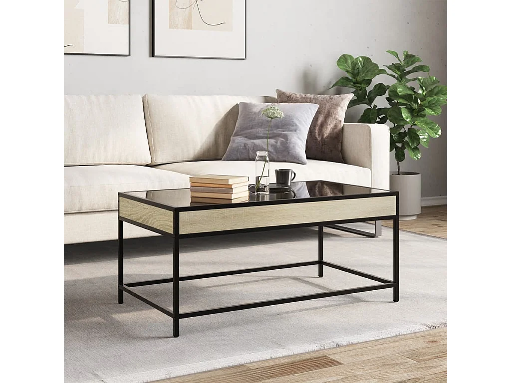 Salontafel met Infinity LED 90x50x41 cm sonoma eikenkleurig