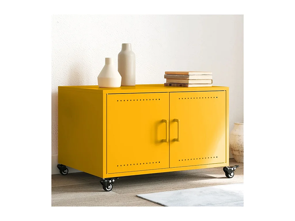 Table basse jaune moutarde 68x50x43,5 cm acier
