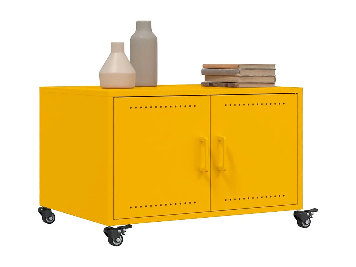 Table basse jaune moutarde 68x50x43,5 cm acier