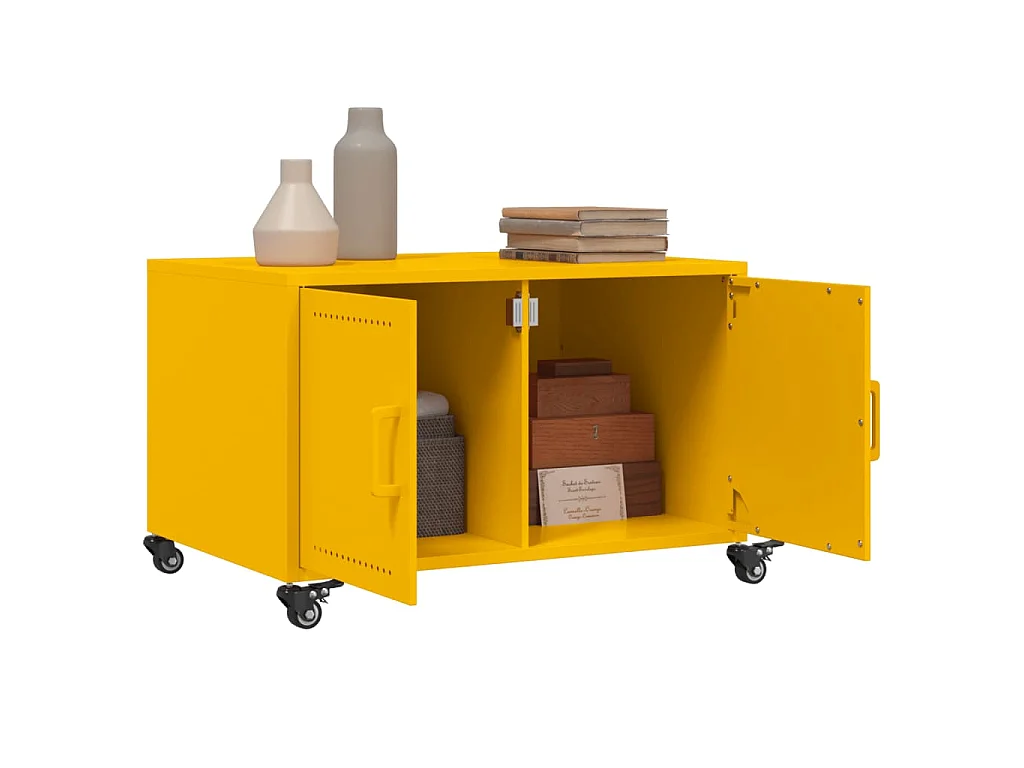 Table basse jaune moutarde 68x50x43,5 cm acier