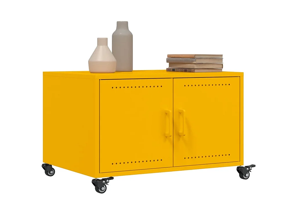 Table basse jaune moutarde 68x50x43,5 cm acier