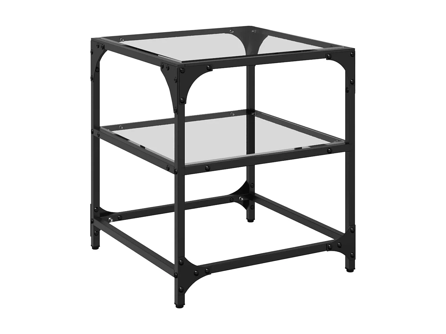 Couchtisch mit Glasplatte Transparent 40x40x45 cm Stahl