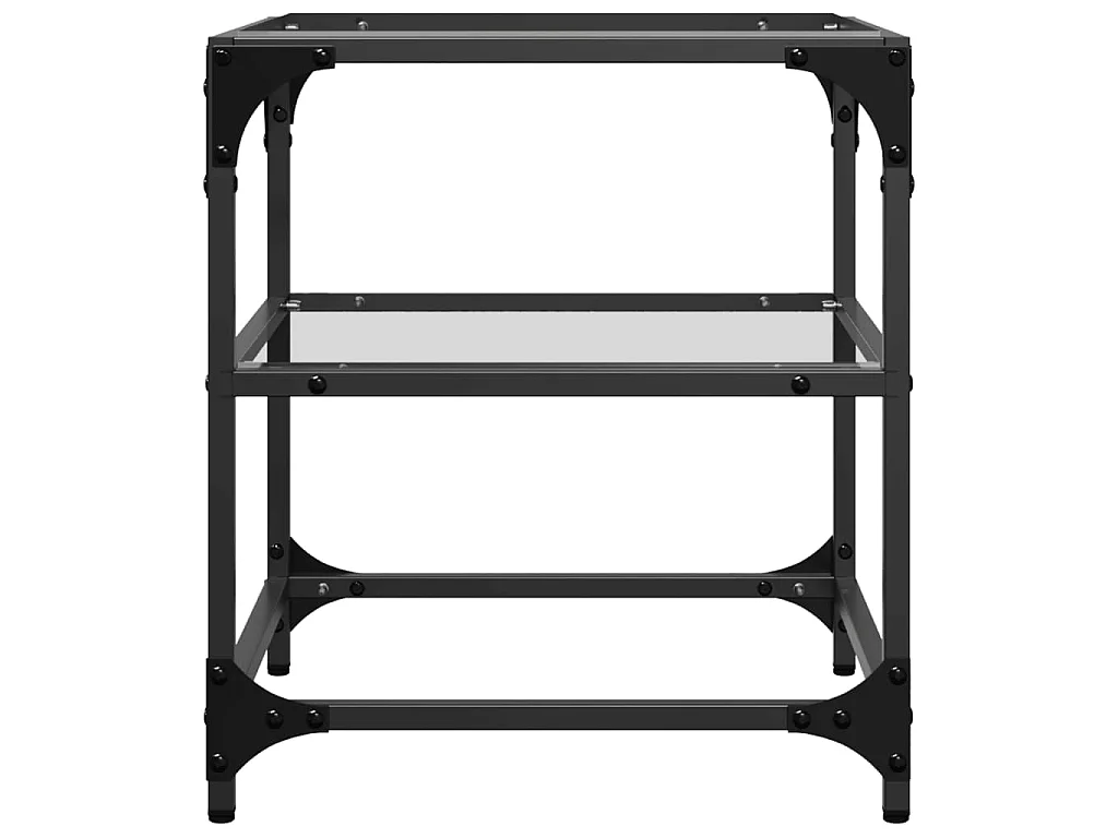 Salontafel met transparant glazen blad 40x40x45 cm staal