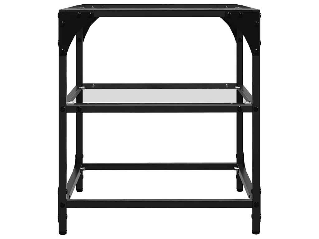 Salontafel met transparant glazen blad 40x40x45 cm staal