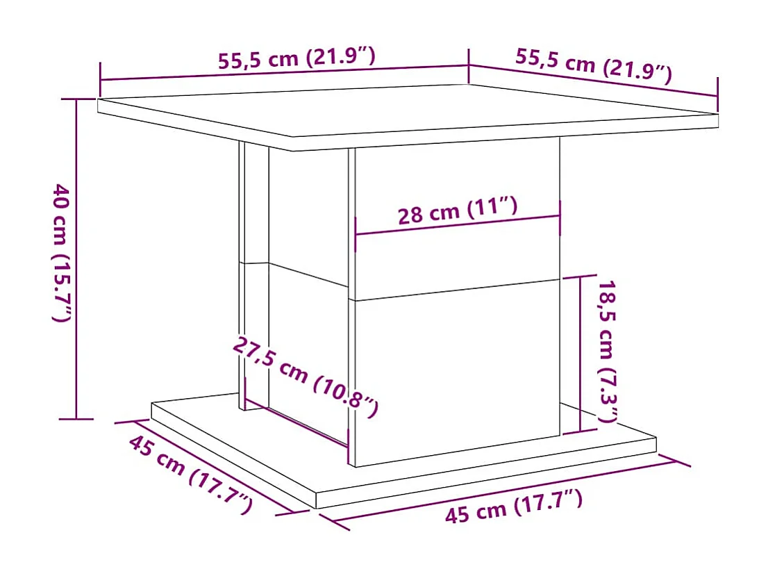 Table basse vieux bois 55,5x55,5x40 cm bois d'ingénierie
