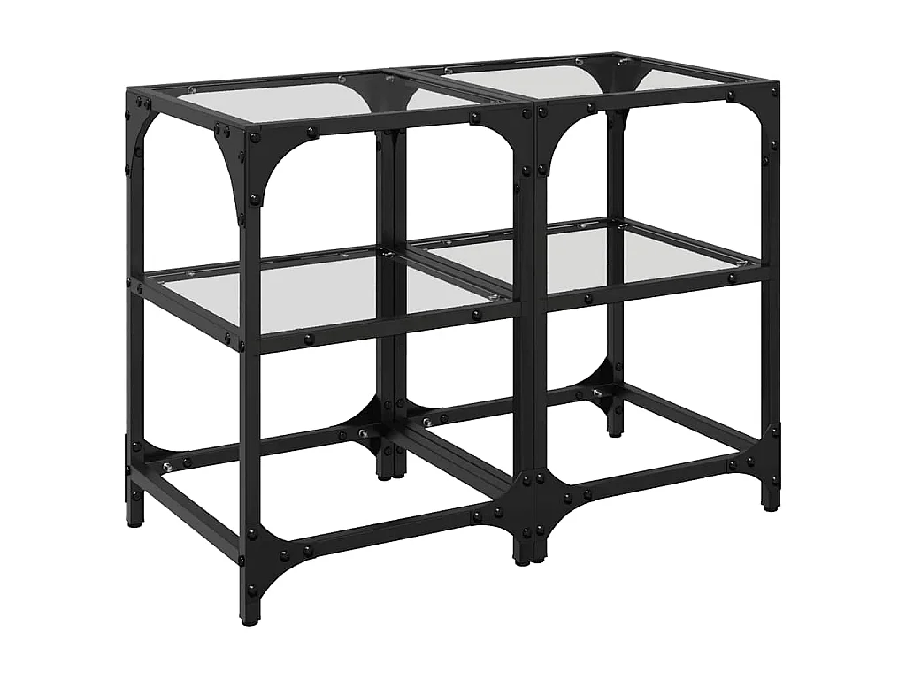 Salontafels 2 st met transparant glazen blad 30x30x45 cm staal