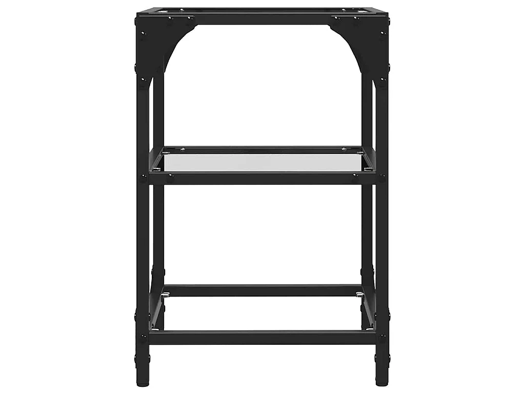 Salontafels 2 st met transparant glazen blad 30x30x45 cm staal