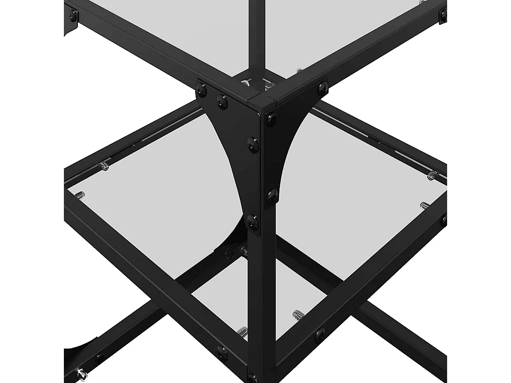 Salontafels 2 st met transparant glazen blad 30x30x45 cm staal