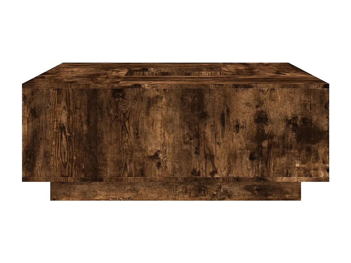 Table basse chêne fumé 100x100x40 cm bois d'ingénierie