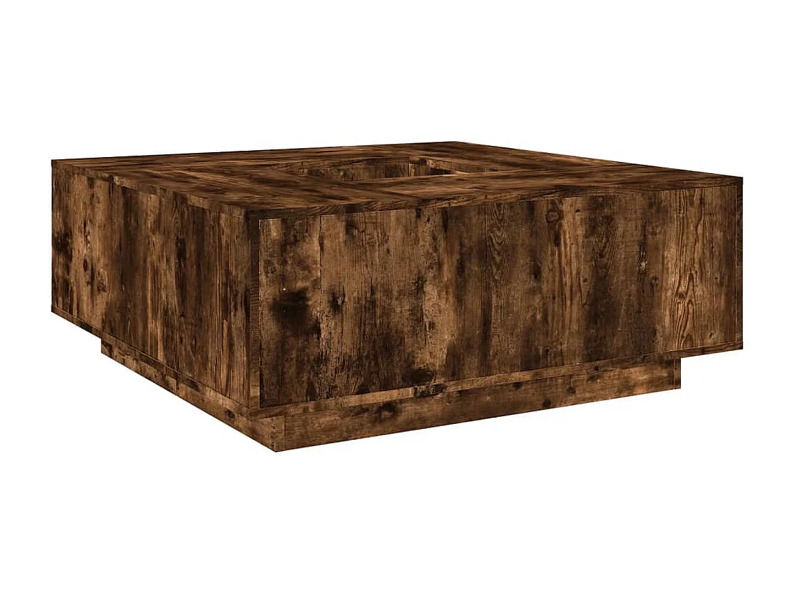 Table basse chêne fumé 100x100x40 cm bois d'ingénierie