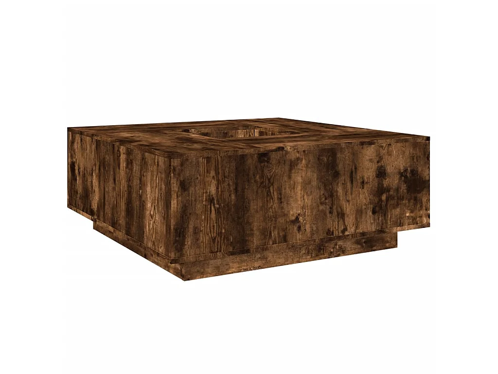 Table basse chêne fumé 100x100x40 cm bois d'ingénierie