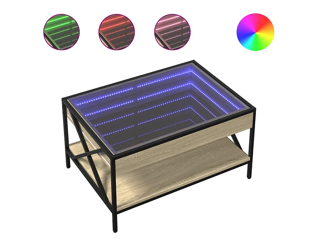 Table basse avec LED infini chêne sonoma 70x50x38 cm