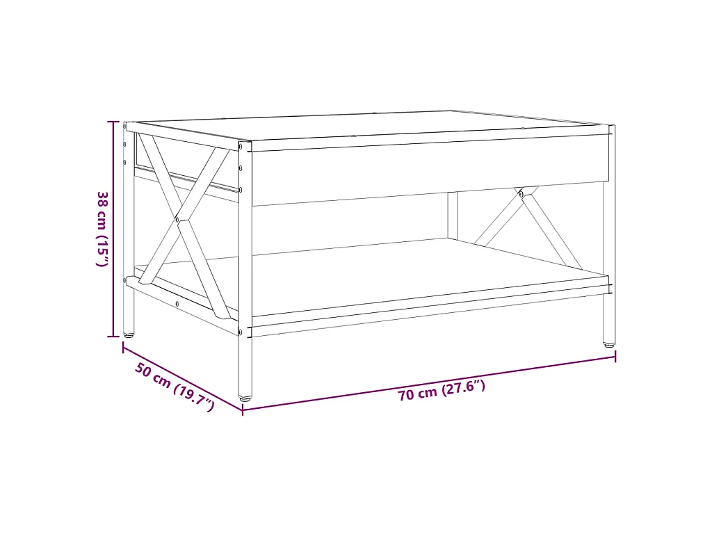 Table basse avec LED infini chêne sonoma 70x50x38 cm