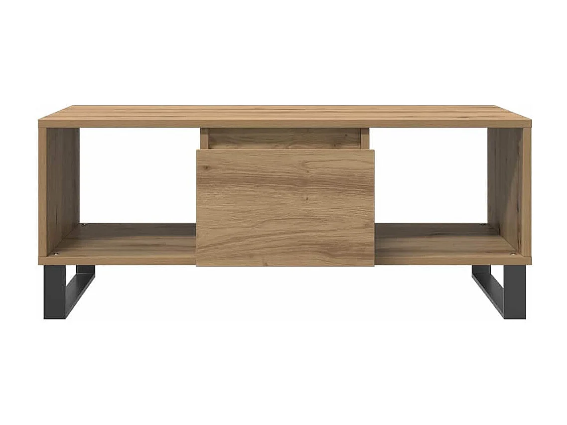 Salontafel 90x50x36,5 cm bewerkt hout artisanaal eikenkleurig